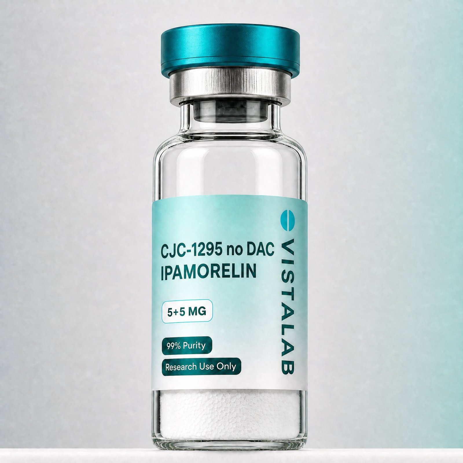 Fiolka z liofilizatem CJC-1295 no DAC i Ipamorelin, etykieta VistaLab