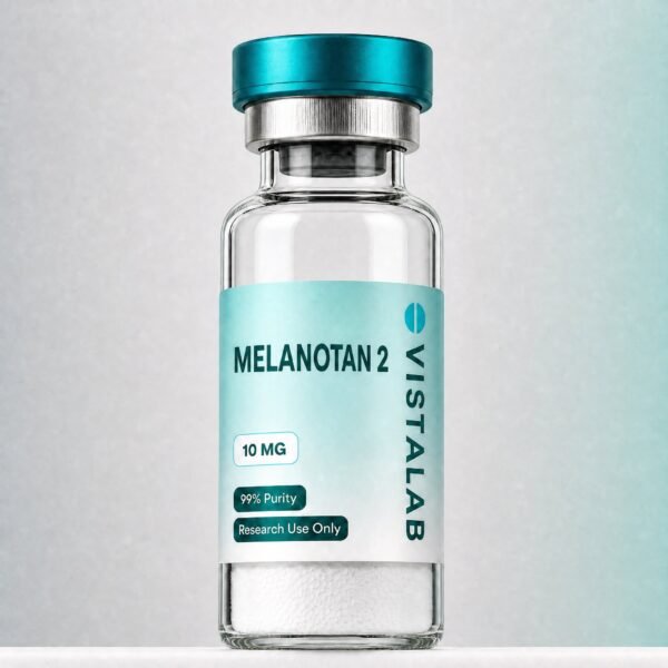 Fiolka z liofilizatem Melanotan-2 10 mg, etykieta VistaLab